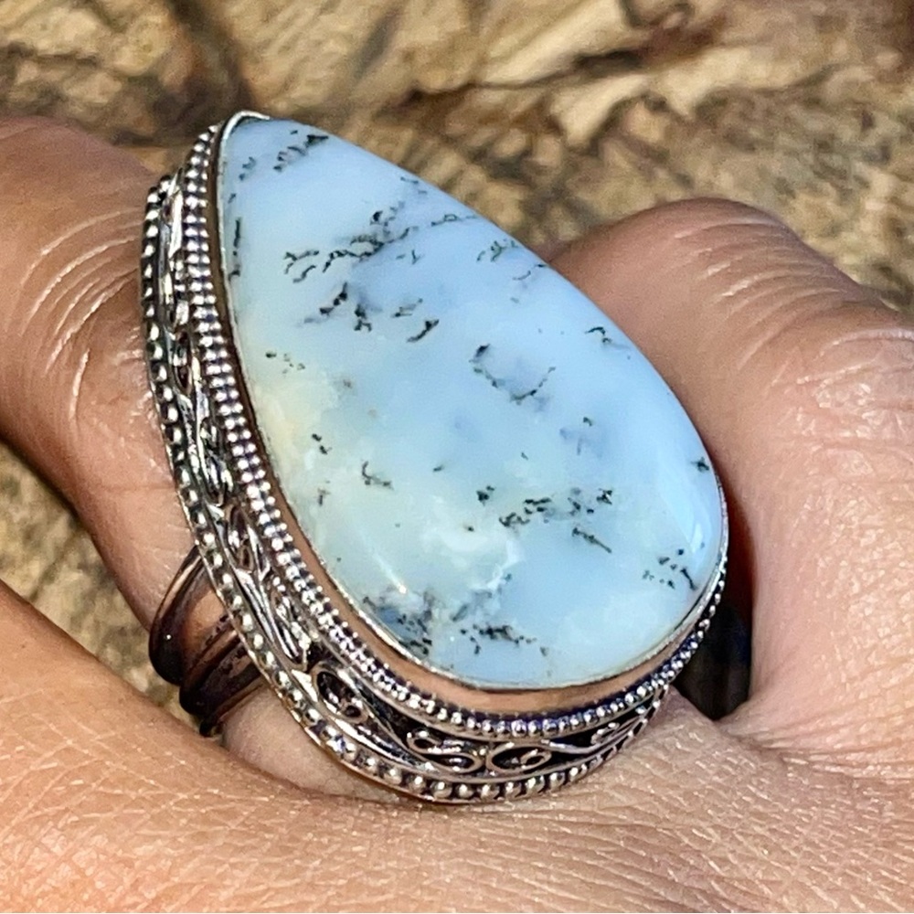 Dendritic Agate RingSize 8 1/4